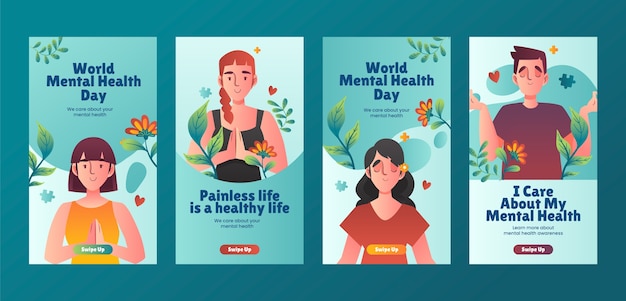 Colección de historias de instagram degradadas para el día mundial de la salud mental