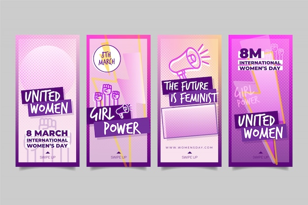 Vector gratuito colección de historias de instagram del día internacional de la mujer