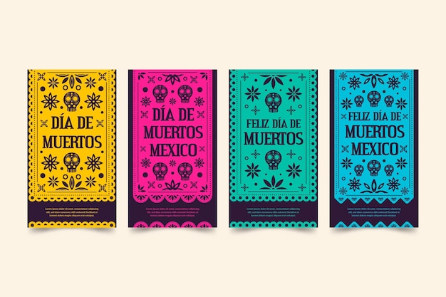 Vector gratuito colección de historias de instagram del día de muertos