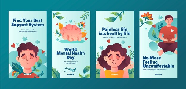 Colección de historias de Instagram para el Día Mundial de la Salud Mental