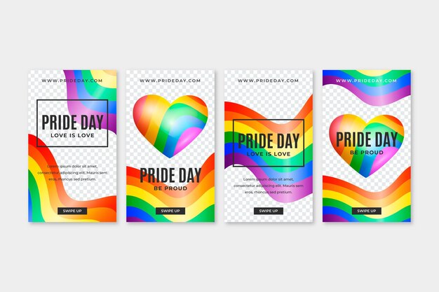 Colección de historias de instagram del día del orgullo realista