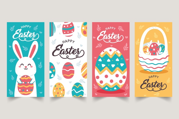 Vector gratuito colección de historias de instagram del día de pascua