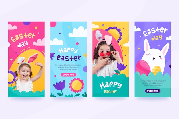 Colección de historias de instagram del día de pascua