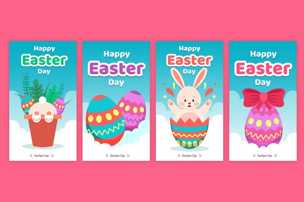 Vector gratuito colección de historias de instagram del día de pascua