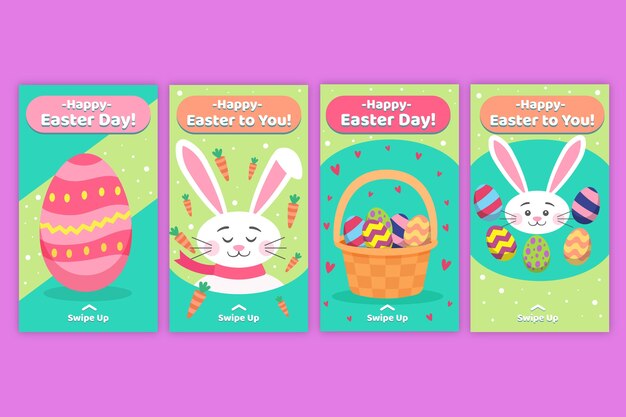 Vector gratuito colección de historias de instagram del día de pascua