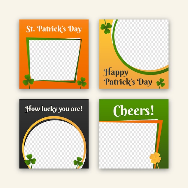 Vector gratuito colección de historias de instagram del día de san patricio