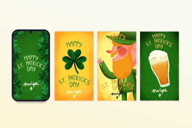 Colección de historias de instagram del día de san patricio