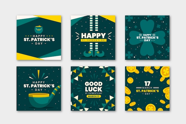 Vector gratuito colección de historias de instagram del día de san patricio