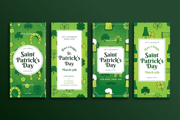 Colección de historias de instagram del día de san patricio