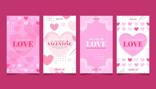 Vector gratuito colección de historias de instagram del día de san valentín