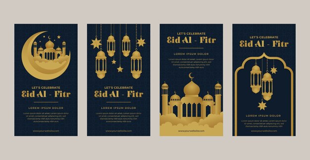 Colección de historias de instagram eid al-fitr degradado