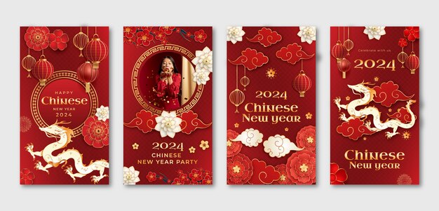 Colección de historias de Instagram para el festival del año nuevo chino