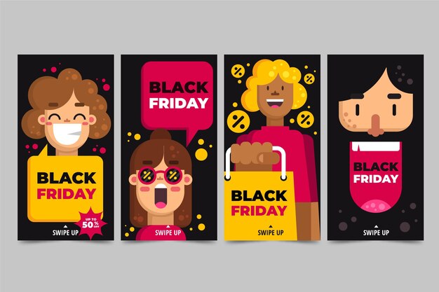 Colección de historias de instagram flat black friday