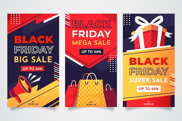 Colección de historias de instagram flat black friday