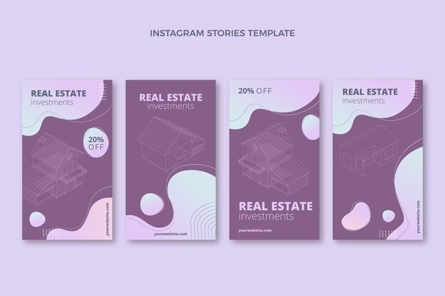 Colección de historias de instagram de gradiente de bienes raíces