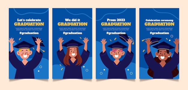 Vector gratuito colección de historias de instagram para la graduación de la clase 2023