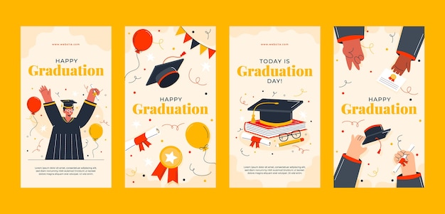 Vector gratuito colección de historias de instagram para graduación.