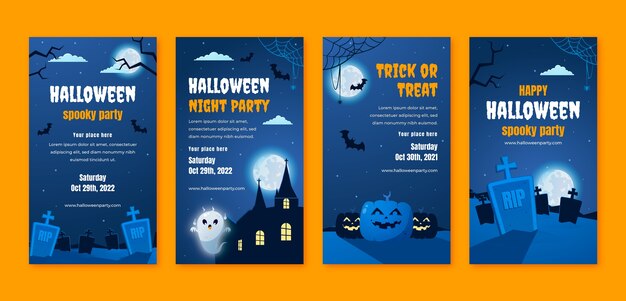 Colección de historias de instagram de halloween gradiente