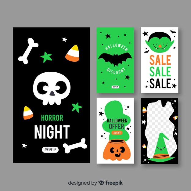 Vector gratuito colección de historias de instagram de halloween