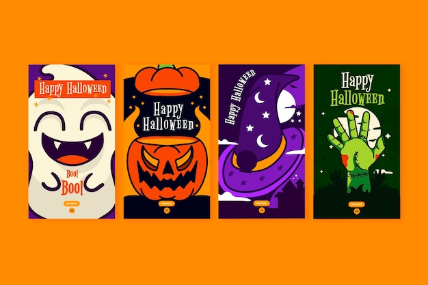 Vector gratuito colección de historias de instagram de halloween