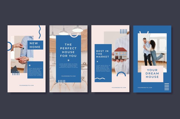 Colección de historias de instagram de inmobiliarias planas