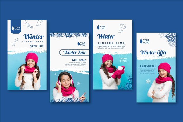 Colección de historias de instagram de invierno