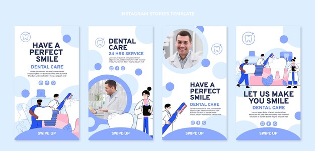 Colección de historias de instagram médicas planas