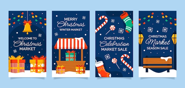 Colección de historias de Instagram para el mercado de la temporada navideña