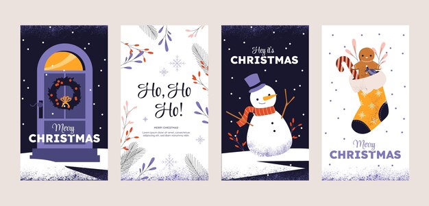 Colección de historias de Instagram de Navidad planas