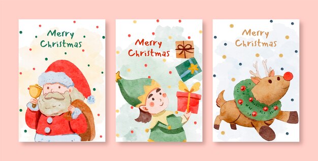 Colección de historias de instagram navideñas en acuarela