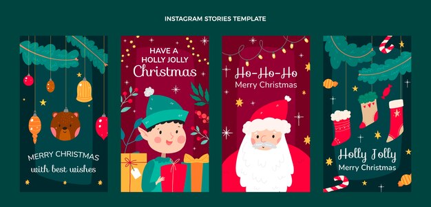 Colección de historias de instagram navideñas dibujadas a mano