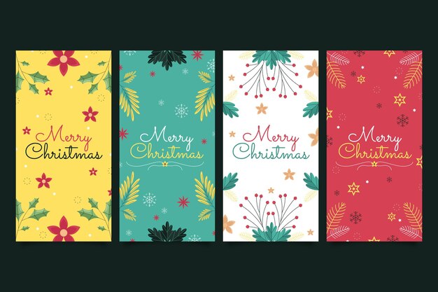 Colección de historias de instagram navideñas planas