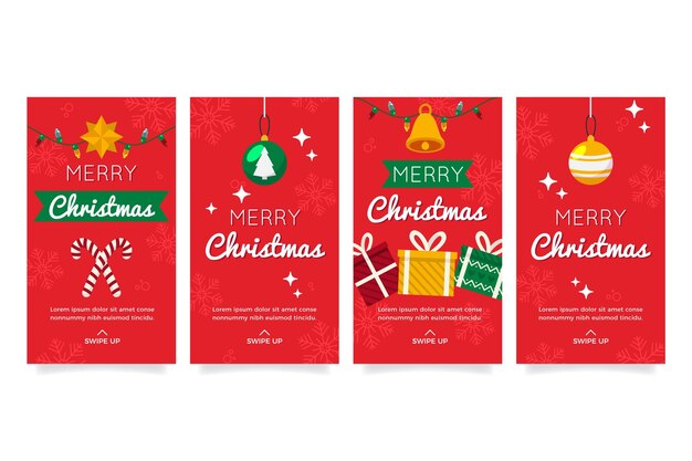 Colección de historias de instagram navideñas planas