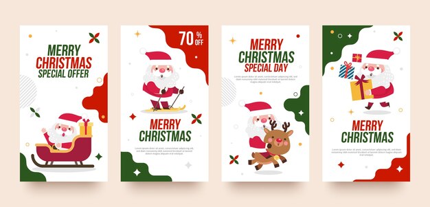 Colección de historias de instagram navideñas planas
