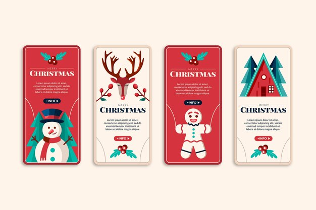 Colección de historias de instagram navideñas planas