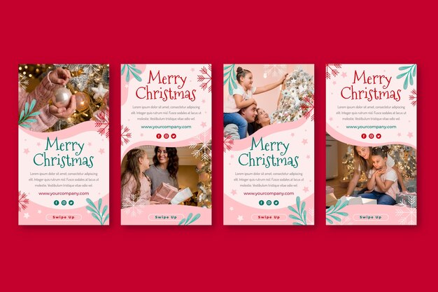 Colección de historias de instagram navideñas planas