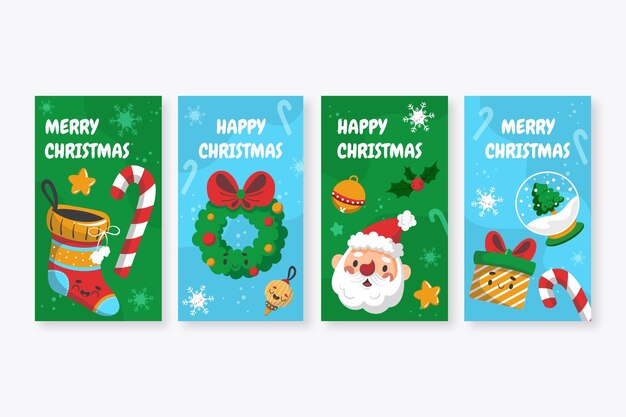 Colección de historias de instagram navideñas planas