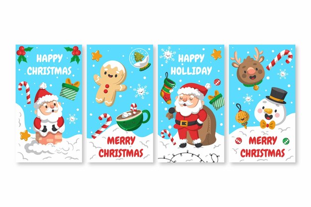 Colección de historias de instagram navideñas planas
