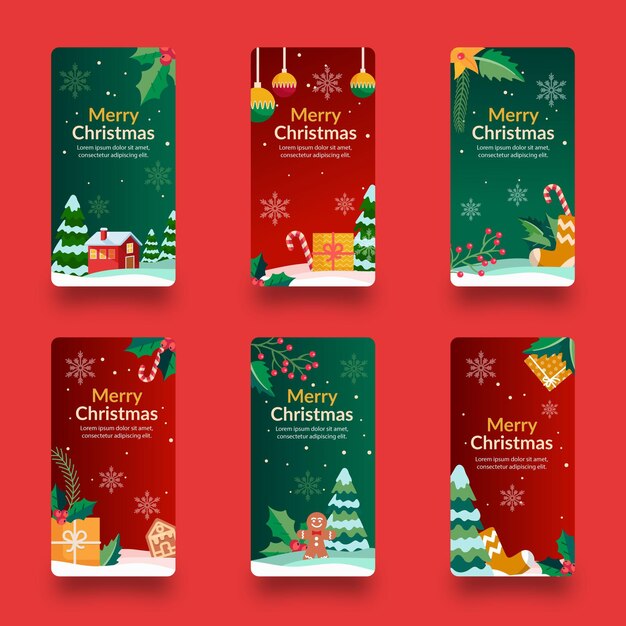 Colección de historias de instagram navideñas planas