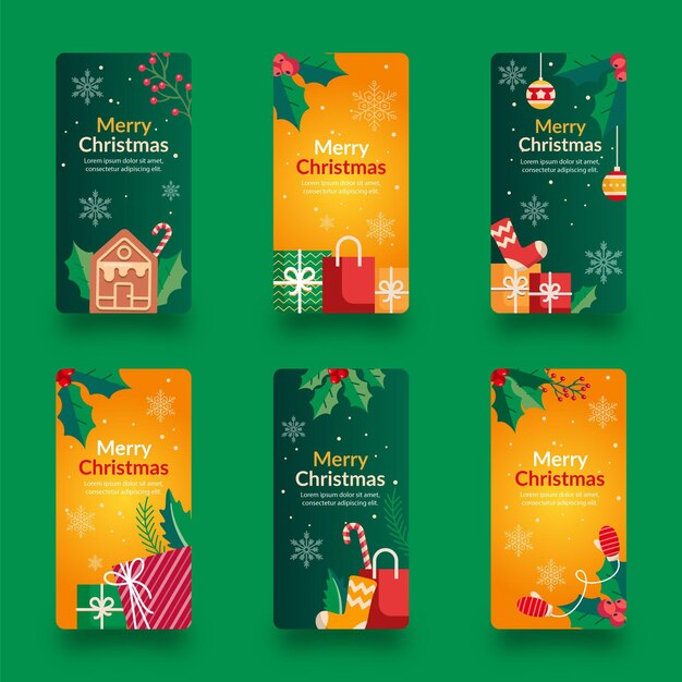 Colección de historias de instagram navideñas planas