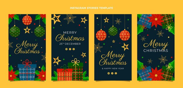 Colección de historias de instagram navideñas planas