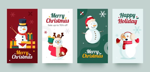 Colección de historias de instagram navideñas planas