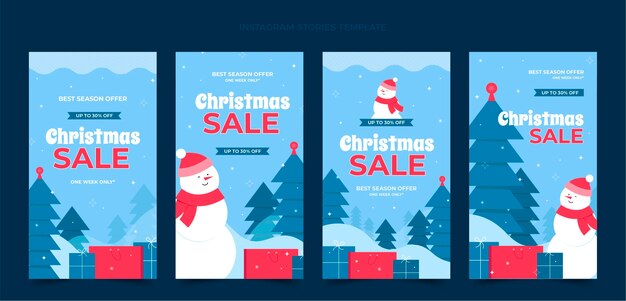 Colección de historias de instagram navideñas planas