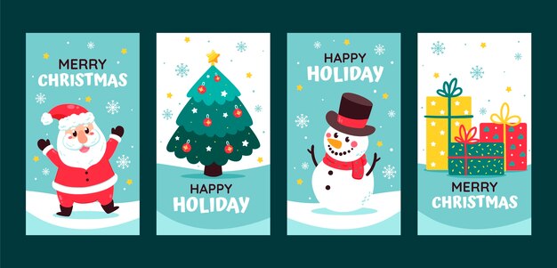 Colección de historias de instagram navideñas planas