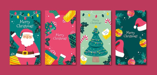 Colección de historias de instagram navideñas planas