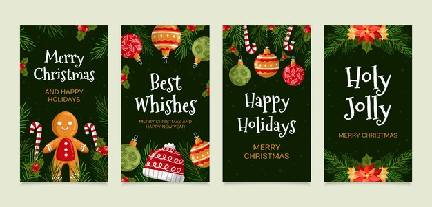 Colección de historias de instagram navideñas planas
