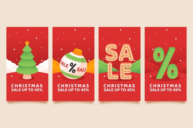 Colección de historias de instagram navideñas planas