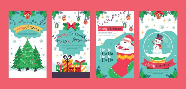 Colección de historias de instagram navideñas planas