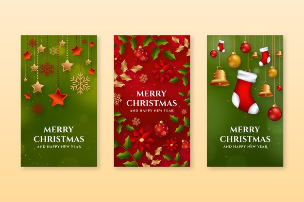 Colección de historias de instagram navideñas realistas