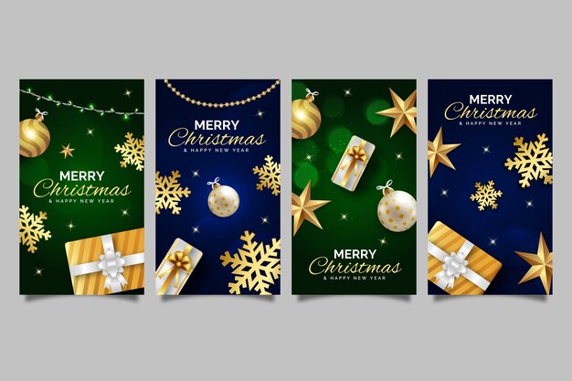 Colección de historias de instagram navideñas realistas